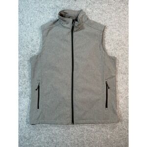 Leehanton Mens XL Softshell Vest Full‎ Zip Fleece Lined Heather Grey Outdoor